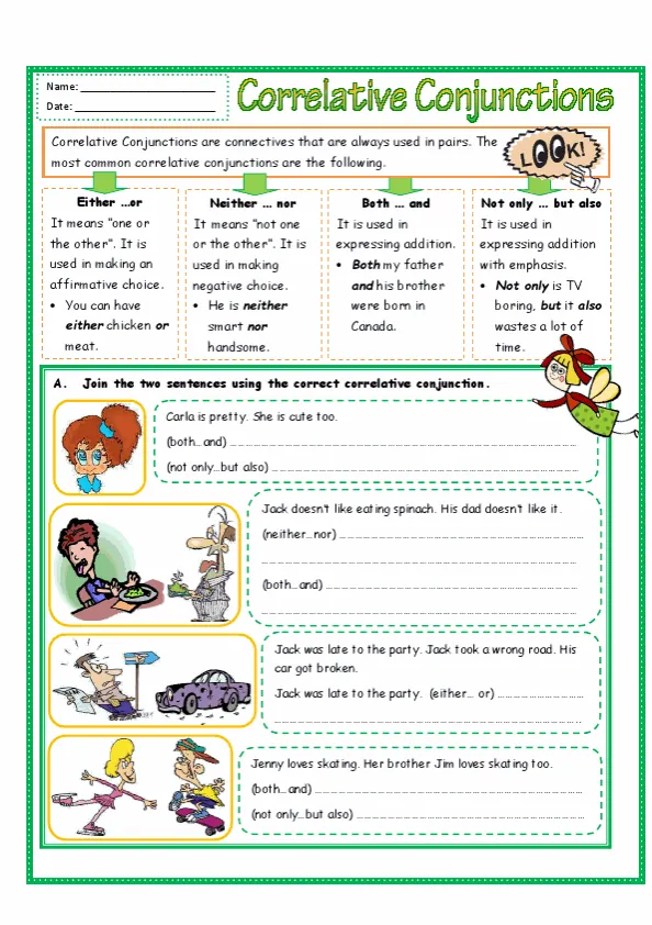 Correlative Conjunctions Worksheet Preview