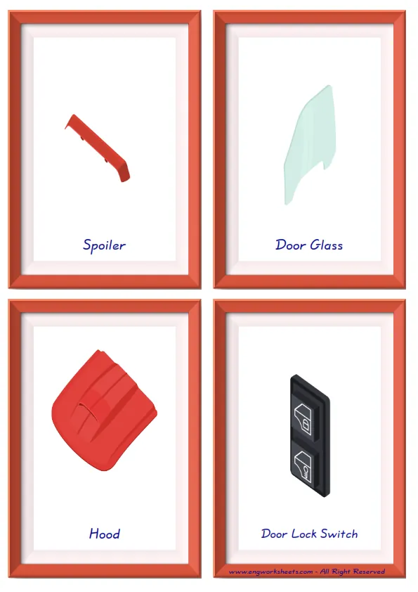 ESL Flashcard together with words containing Cars picture for kids and teachers. Worksheet Preview