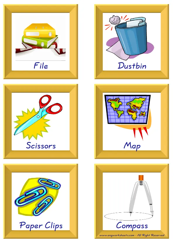 ESL Flashcard together with words containing Classroom Object picture for kids and teachers. Worksheet Preview