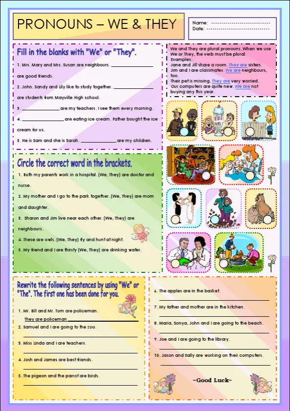 Pronouns We They Worksheet Preview