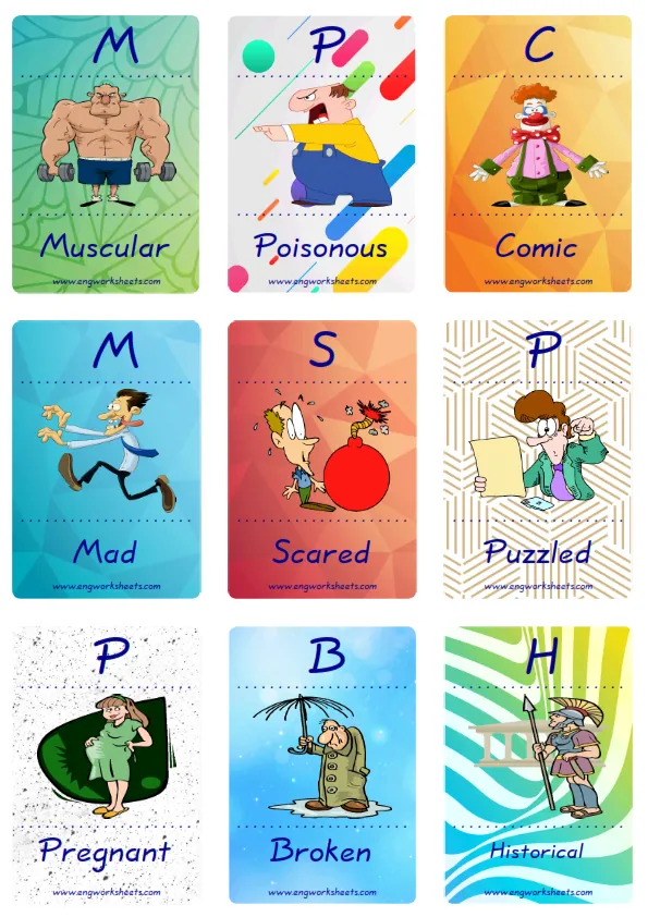 Mini size enjoyable ESL Flashcard Describing People for kids and teachers. Worksheet Preview