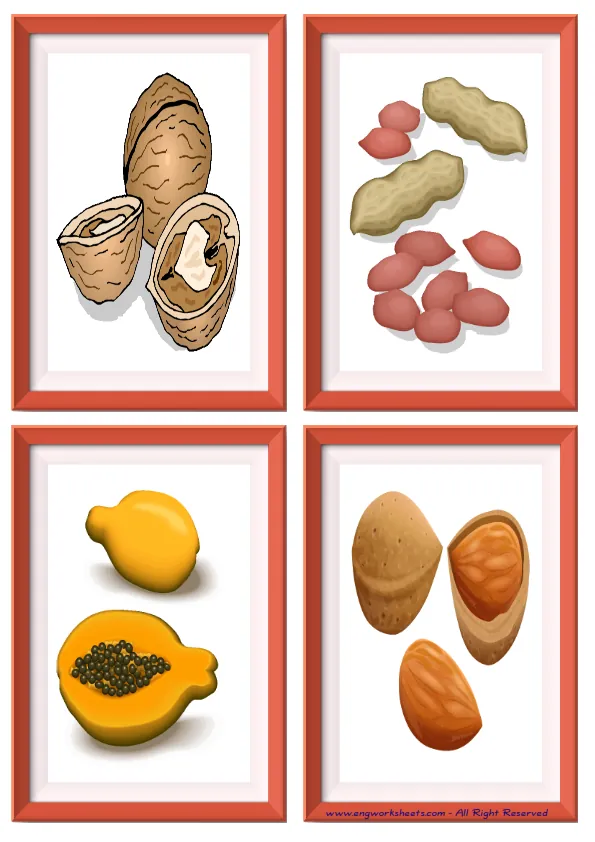 Quarter page ESL Flashcard without words containing Fruits picture for kids and teachers. Worksheet Preview