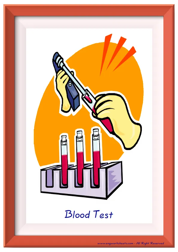 Full page ESL Flashcard together with words containing Hospital picture for kids and teachers. Worksheet Preview