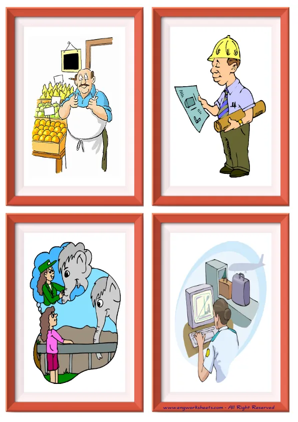 Quarter page ESL Flashcard without words containing Jobs-Occupations picture for kids and teachers. Worksheet Preview