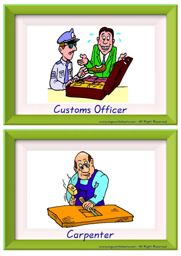 Half page ESL Flashcard together with words containing Jobs-Occupations picture for kids and teachers. Worksheet Preview