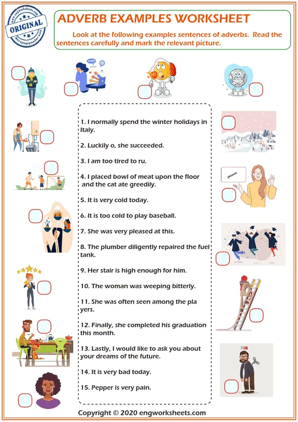 Adverb Grammar And Exercises For Kids And Students Worksheet Preview