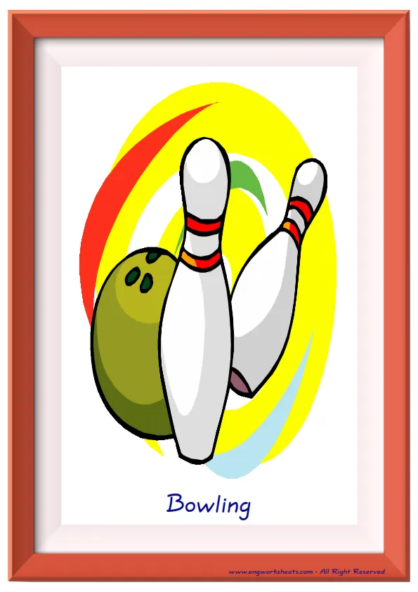 Full page ESL Flashcard together with words containing Sports picture for kids and teachers.