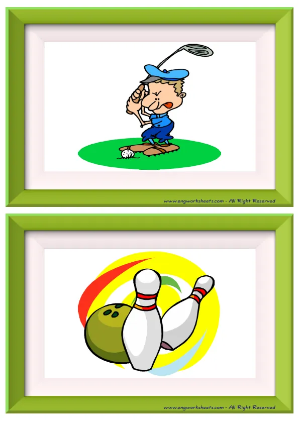 Half page ESL Flashcard without words containing Sports picture for kids and teachers.