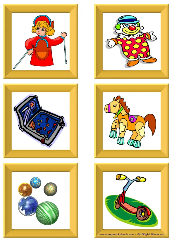 ESL Flashcard without words containing Toys picture for kids and teachers.