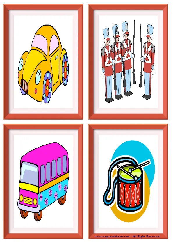 Quarter page ESL Flashcard without words containing Toys picture for kids and teachers.