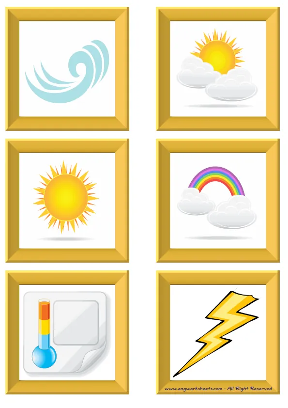 ESL Flashcard without words containing Weather picture for kids and teachers. Worksheet Preview