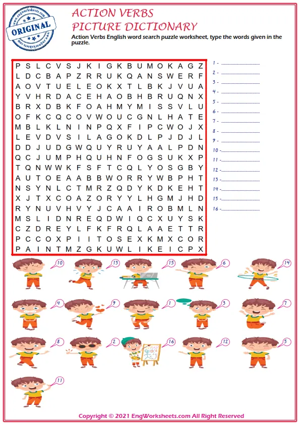 Action Verbs Esl Worksheet For Completing The Missing Two Letters. Worksheet Preview