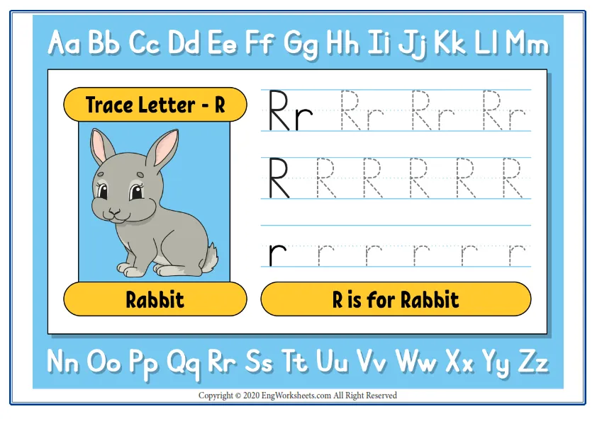 Alphabet Letter R Exercise With Cartoon Vocabulary Worksheet Preview