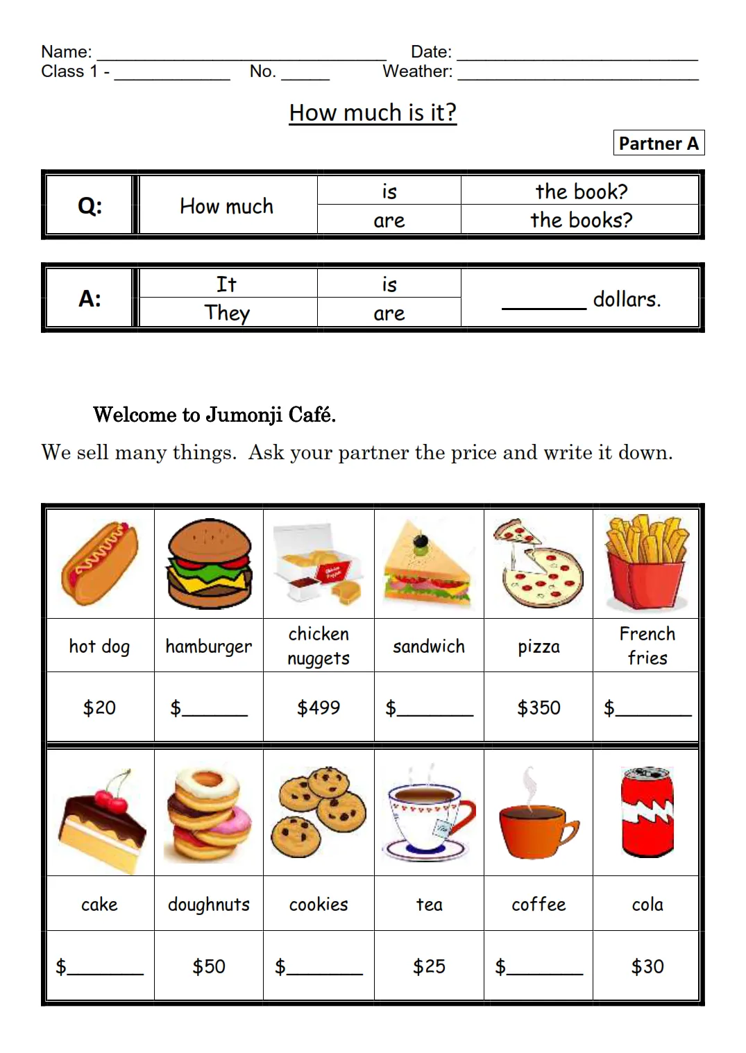 How Much Is It? Worksheet Preview