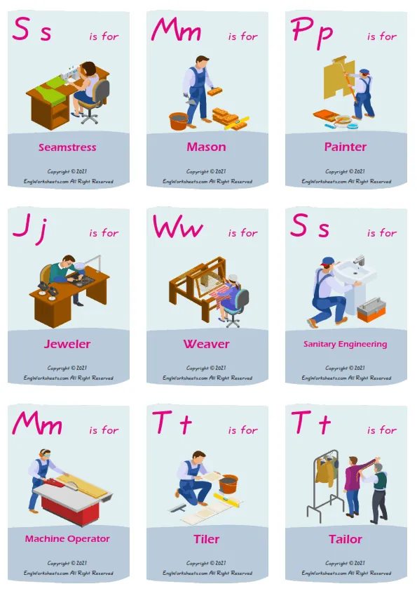 Crafts vocabulary worksheet with words, nine images per page Worksheet Preview