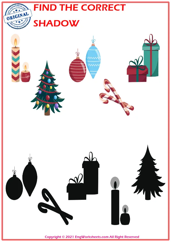 Find the correct shadow educational matching game worksheets for children Worksheet Preview