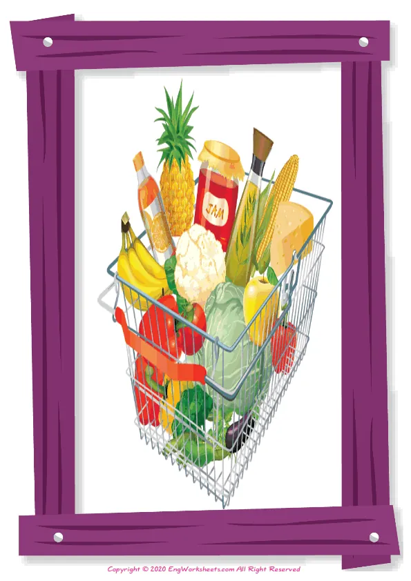 Full-page wordless Shopping English vocabulary worksheet Worksheet Preview