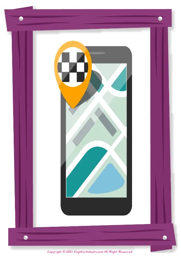 Full-page wordless Taxi English vocabulary worksheet Worksheet Preview