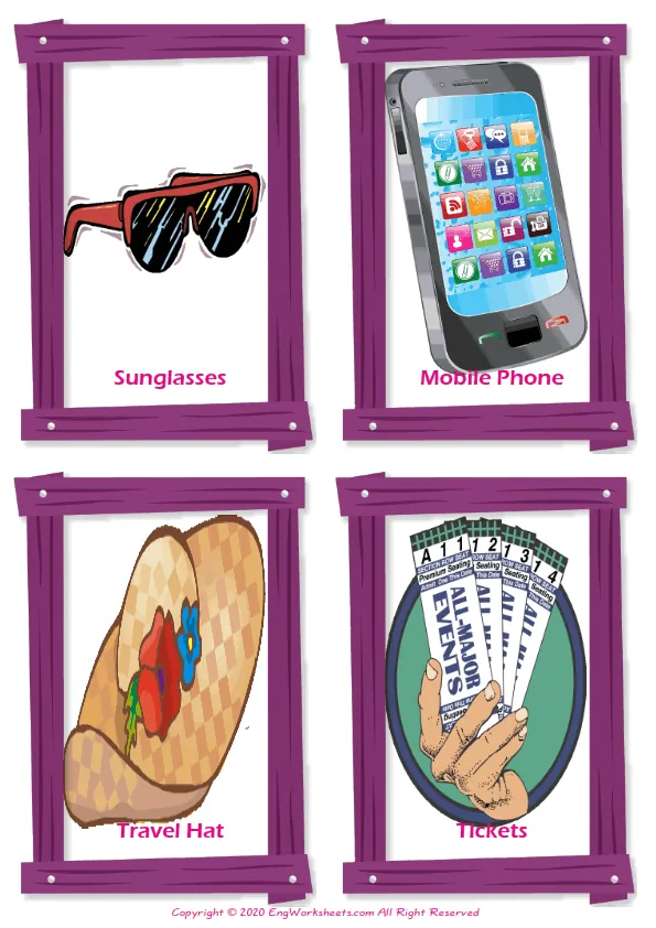 Holiday vocabulary worksheet with words, four images per page Worksheet Preview