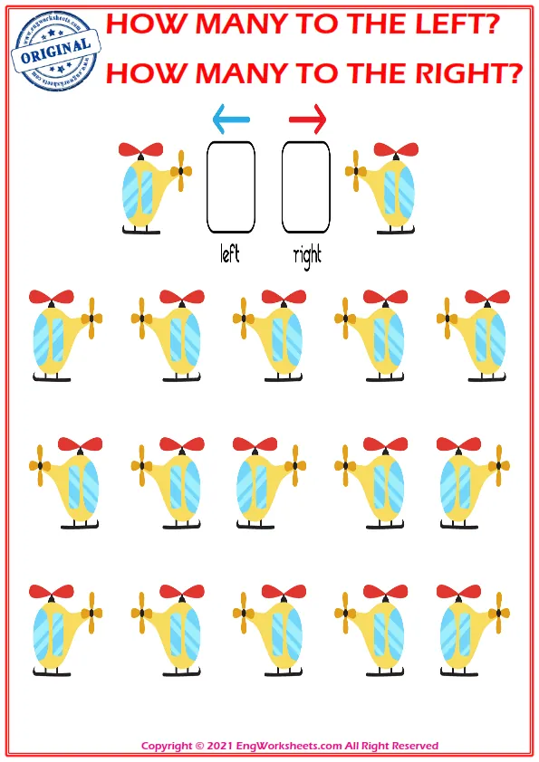 How many pictures are looking left and right. Educational game to learn left and right Worksheet Preview