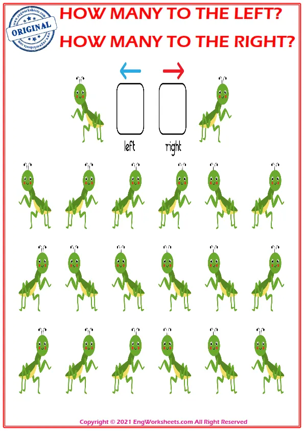 How many pictures are looking left and right. Educational game to learn left and right Worksheet Preview