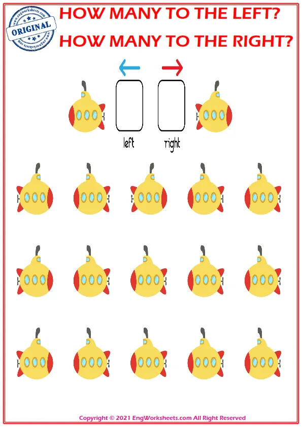 How many pictures are looking left and right. Educational game to learn left and right Worksheet Preview