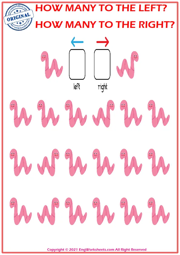 How many pictures are looking left and right. Educational game to learn left and right Worksheet Preview