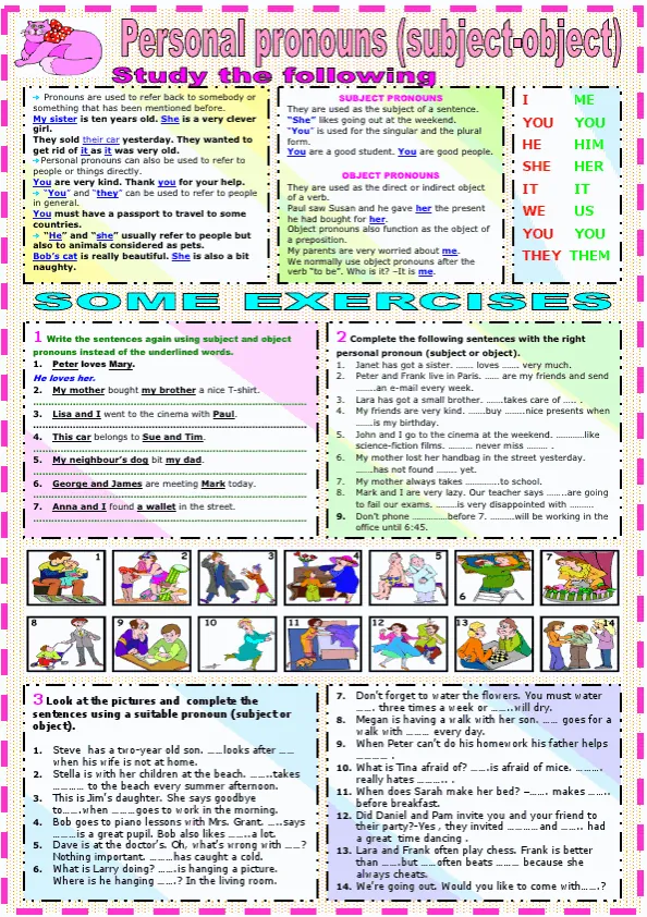 Personal Pronouns Subject And Object-Grammar And Exercises Worksheet Preview