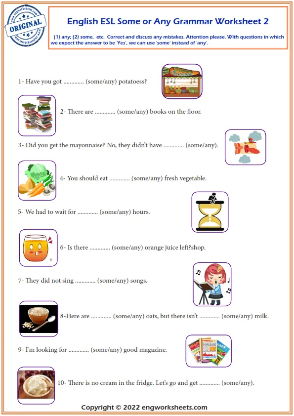 English Esl Some Or Any Grammar Worksheet 2 Worksheet Preview