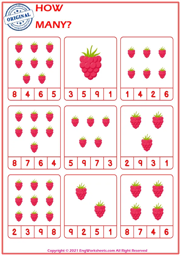 Let's Count The Fruits - Math Worksheet Worksheet Preview
