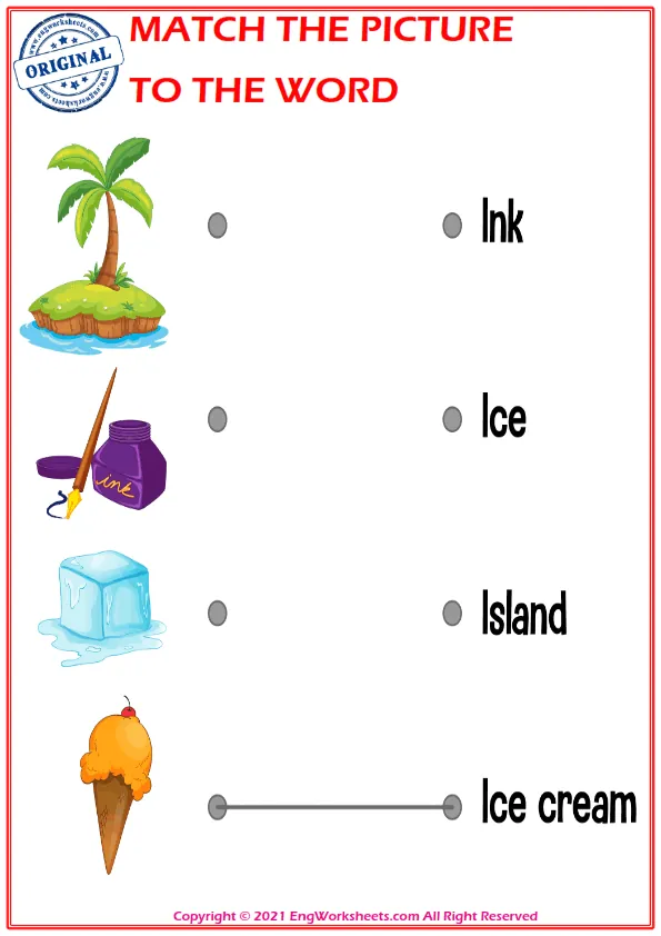 Match the picture to the word worksheet for children Worksheet Preview