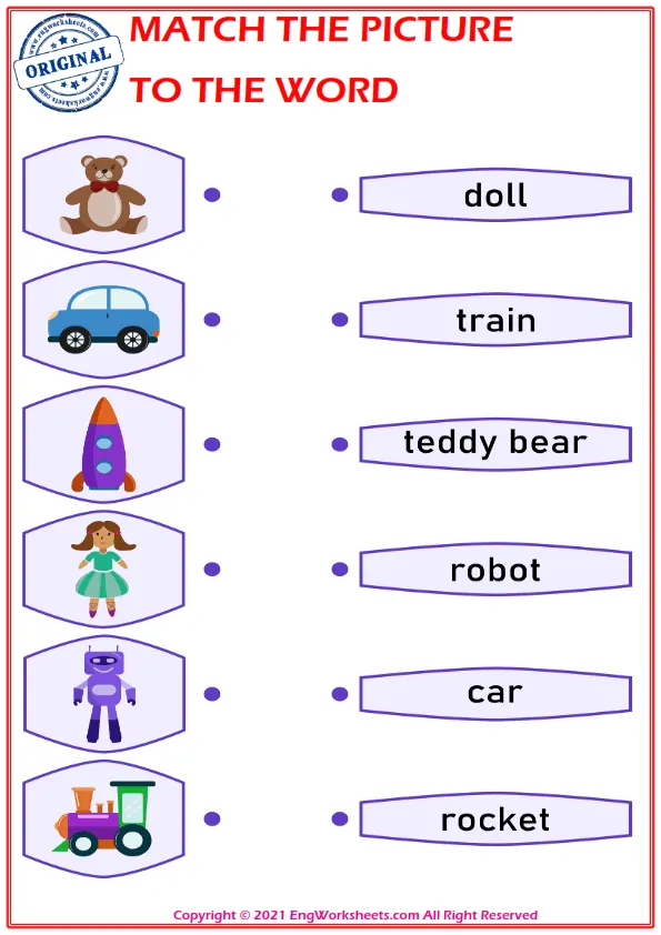 Match the picture to the word worksheet for children Worksheet Preview