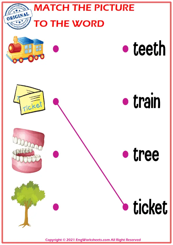 Match the picture to the word worksheet for children Worksheet Preview