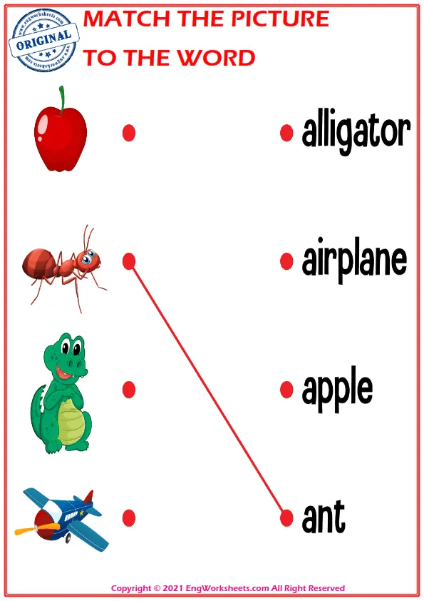 Match the picture to the word worksheet for children Worksheet Preview