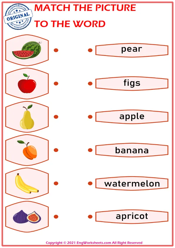 Match the picture to the word worksheet for children Worksheet Preview