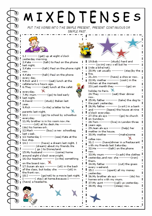 Mixed Tenses Present Simple-Present Continuous And Past Simple
