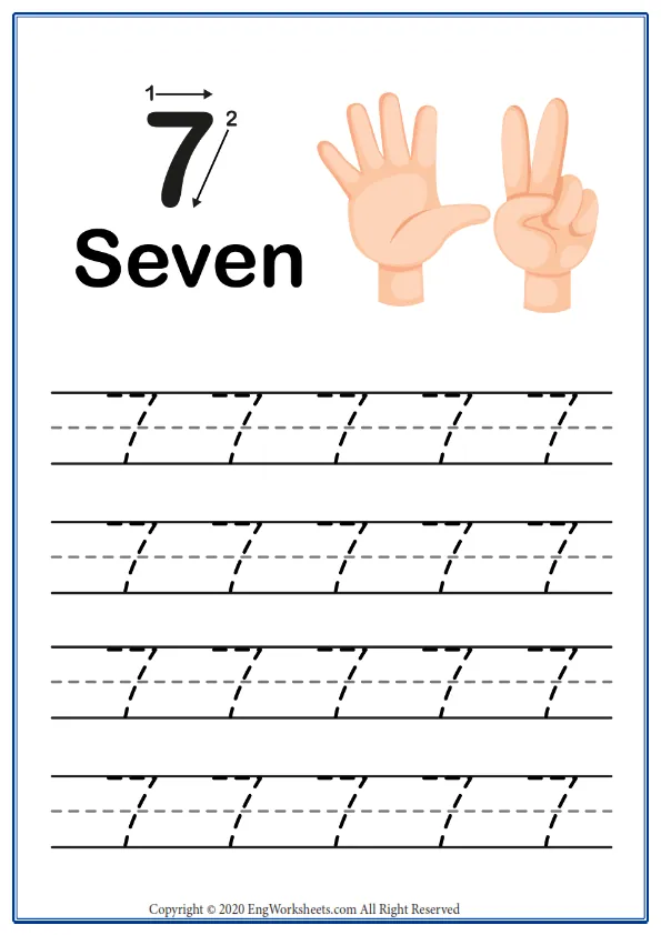 Number 7 Exercise With Cartoon Worksheet Preview