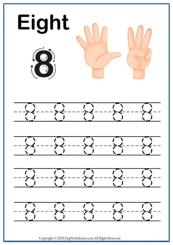 Number 8 Exercise With Cartoon Worksheet Preview