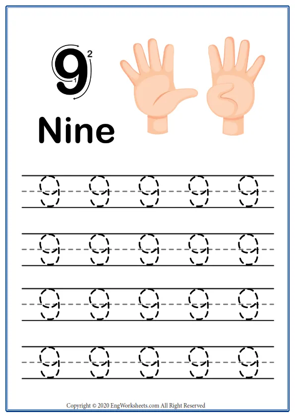 Number 9 Exercise With Cartoon Worksheet Preview