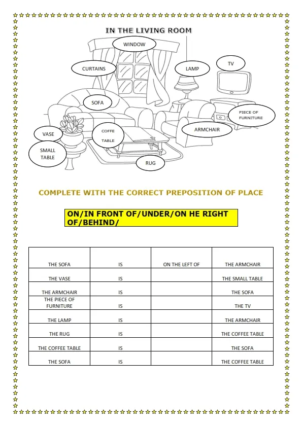 Complete With The Correct Of Preposition Of Place Worksheet Preview