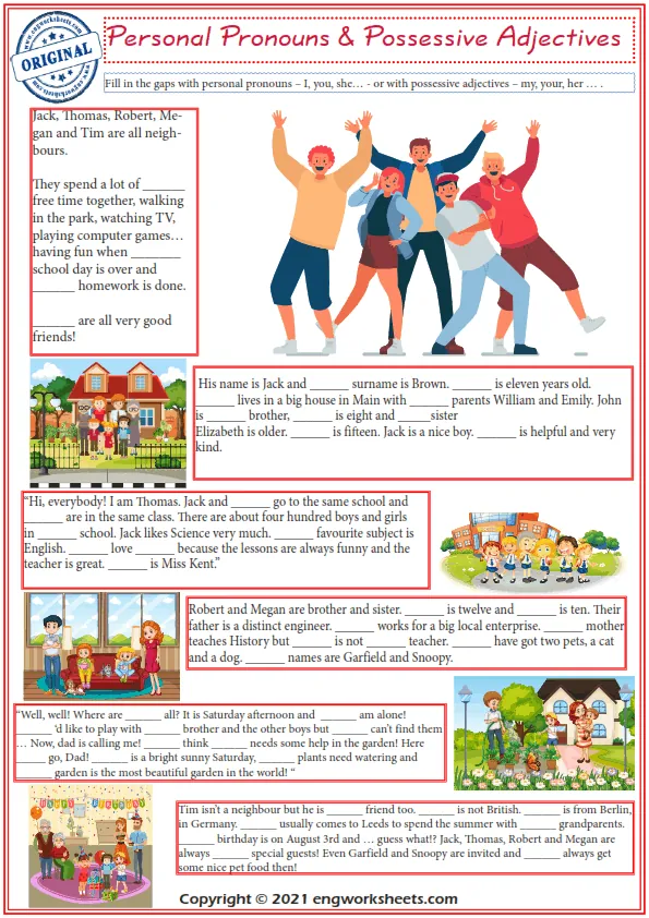 Personal Pronouns And Possessive Adjectives Exercises Worksheet Worksheet Preview