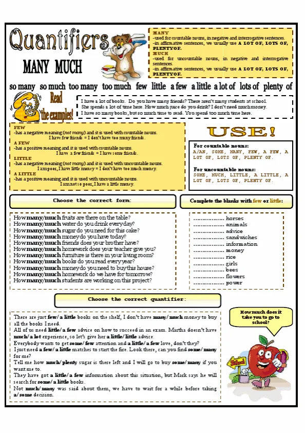 Quantifiers Worksheet Preview
