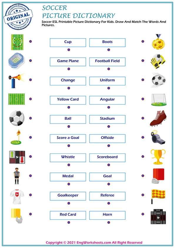 Soccer ESL Printable Unscramble the Words Worksheet. Worksheet Preview