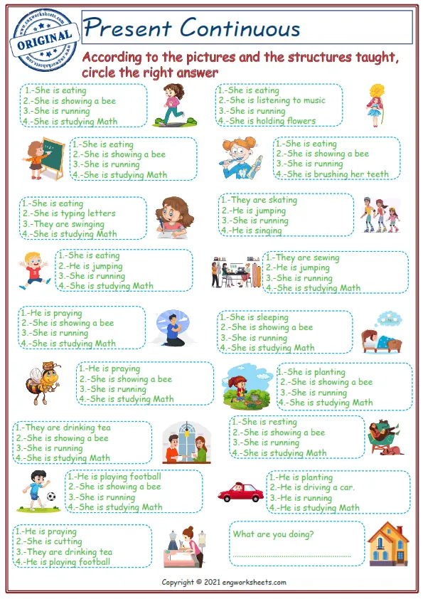 Present Continuous Exercises Worksheet-2 Worksheet Preview