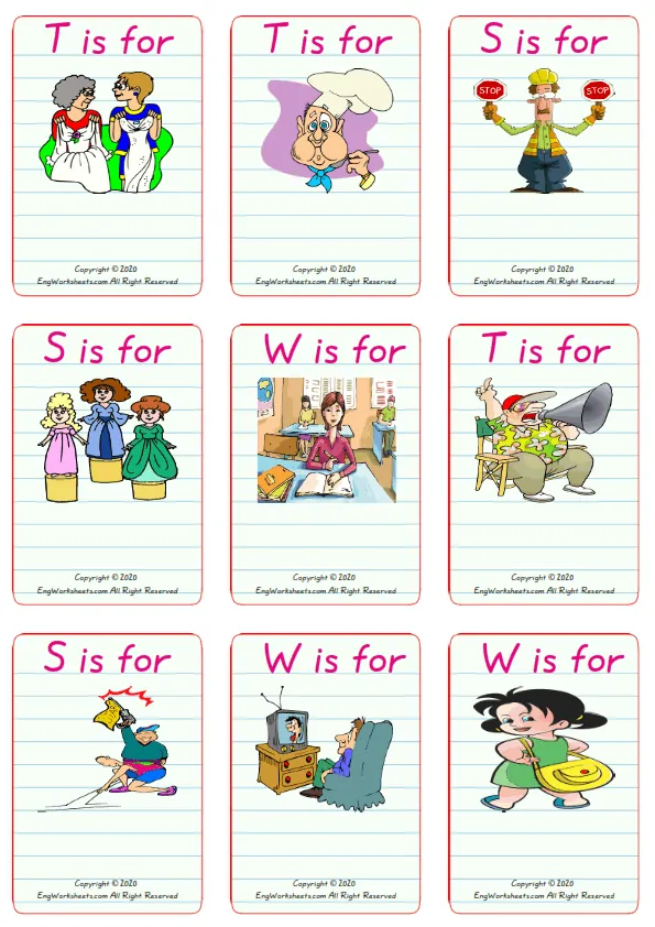 Wordless Action Verbs vocabulary worksheet with nine images per page Worksheet Preview