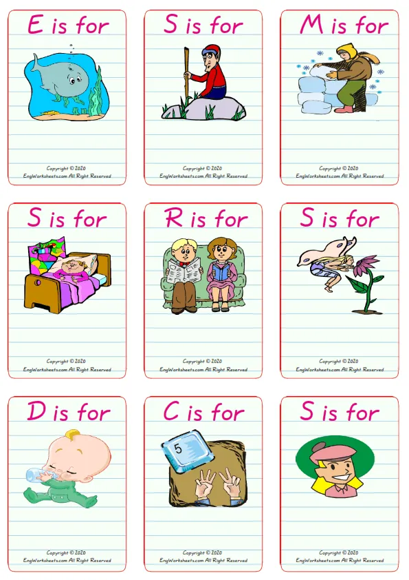 Wordless Action Verbs vocabulary worksheet with nine images per page