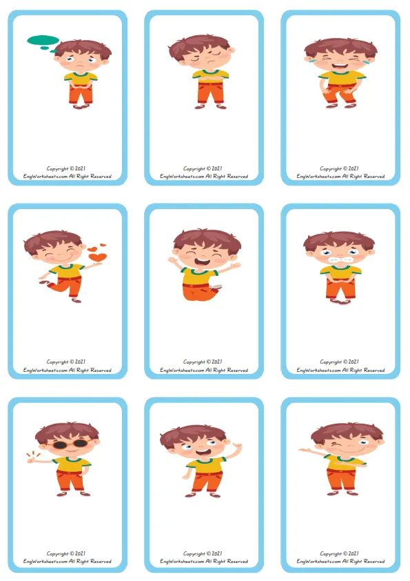 Wordless Action Verbs vocabulary worksheet with nine images per page Worksheet Preview