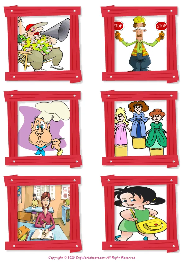 Wordless Action Verbs vocabulary worksheet with six images per page Worksheet Preview