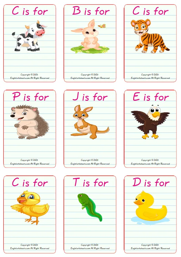 Wordless Baby Animals vocabulary worksheet with nine images per page Worksheet Preview