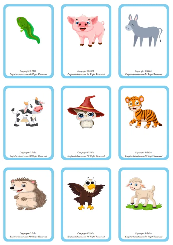 Wordless Baby Animals vocabulary worksheet with nine images per page Worksheet Preview